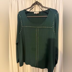 Calvin Klein Dark Green Studded Blouse
